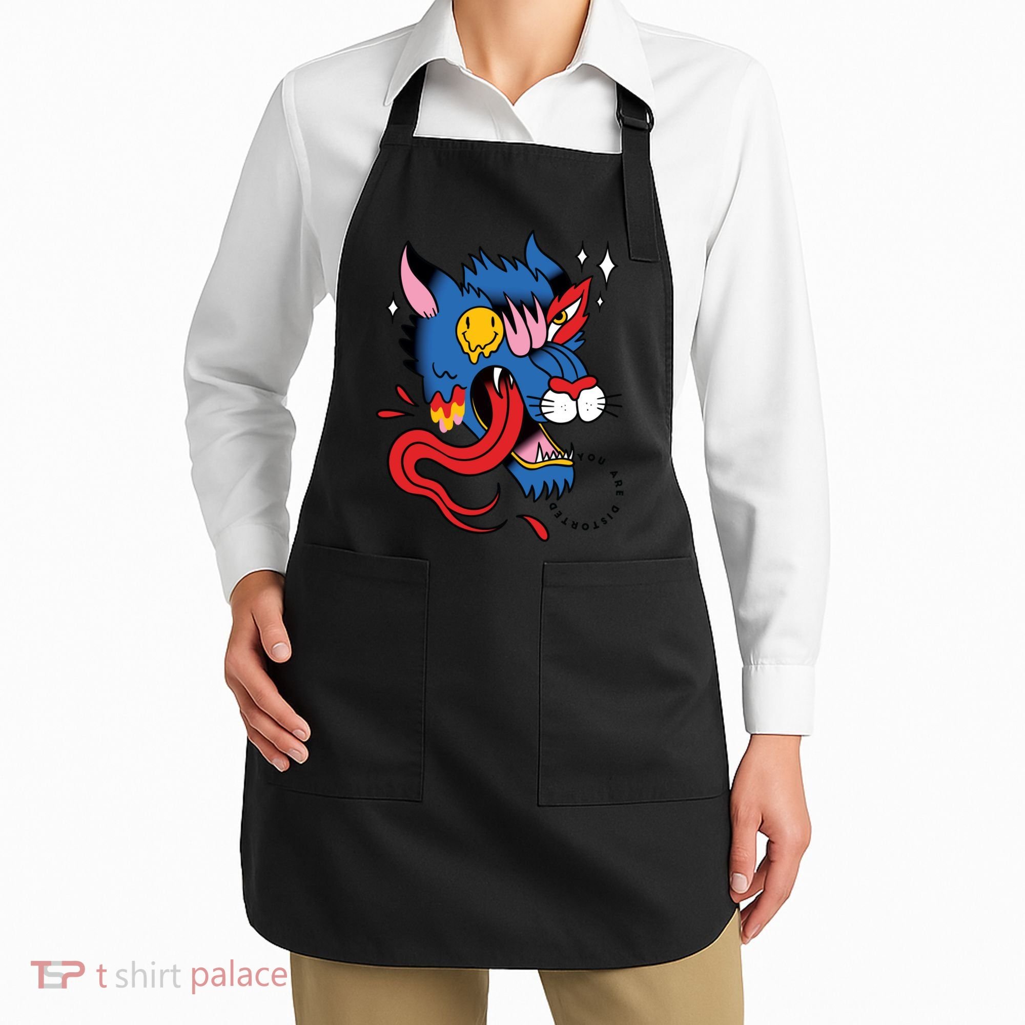 You Are Distorted Funny Wolf Apron