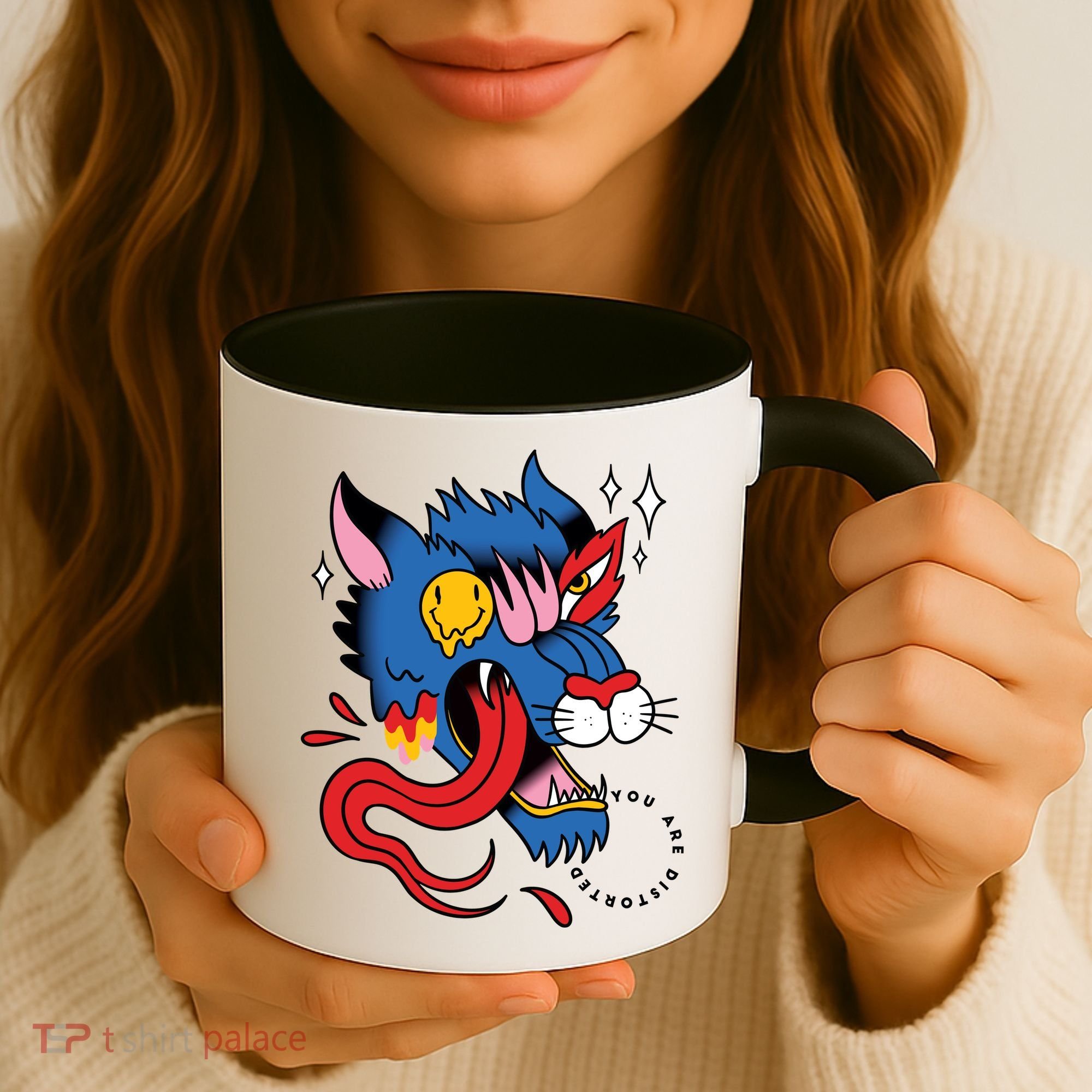 You Are Distorted Funny Wolf Coffee Mug