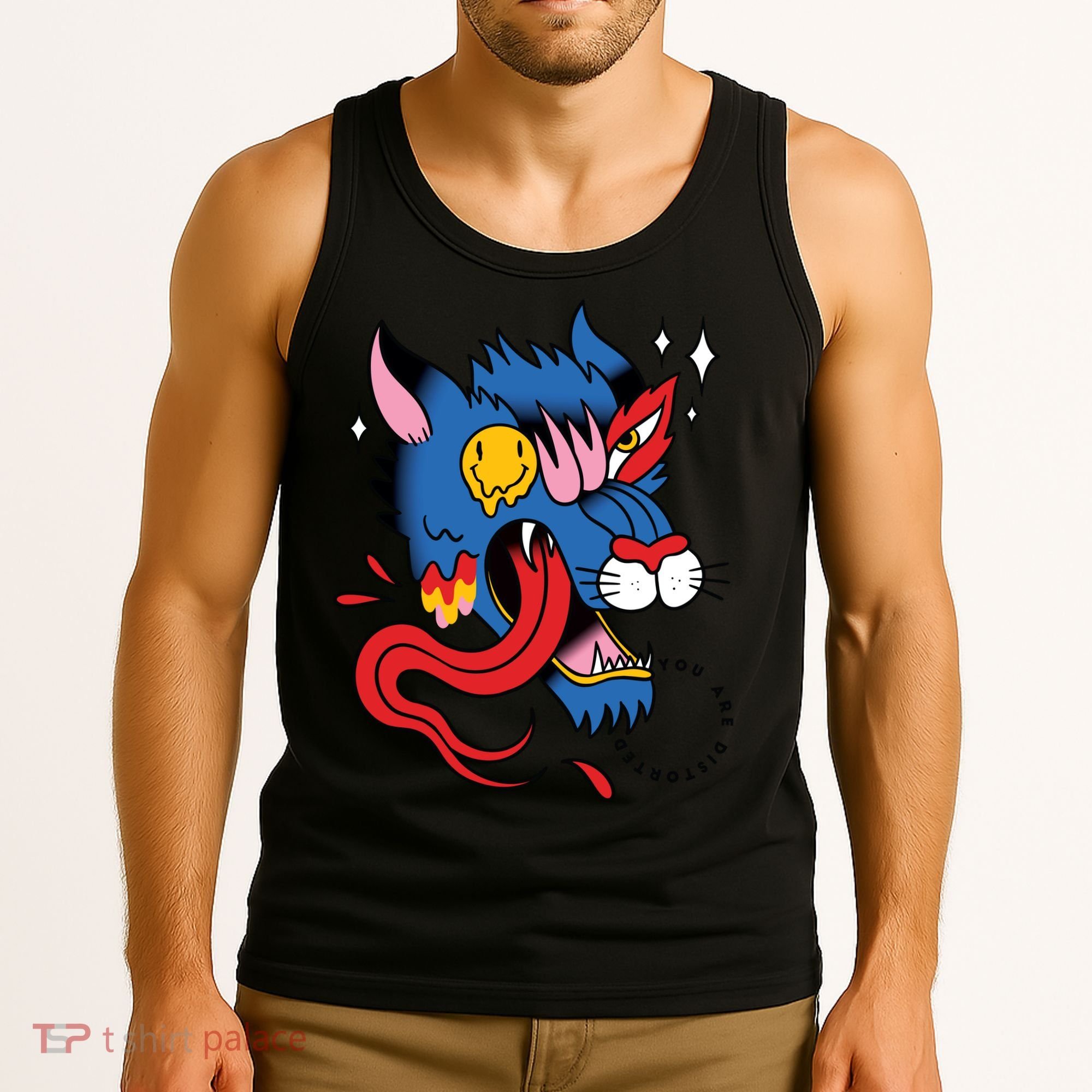 You Are Distorted Funny Wolf Tank Top