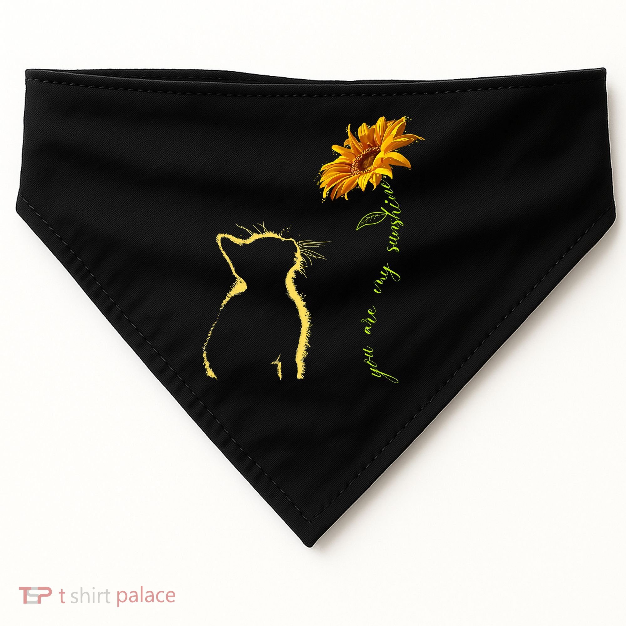 You Are My Sunshine Cat Sunflower USA-Made Doggie Bandana