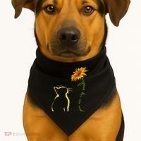 You Are My Sunshine Cat Sunflower USA-Made Doggie Bandana thumb 1