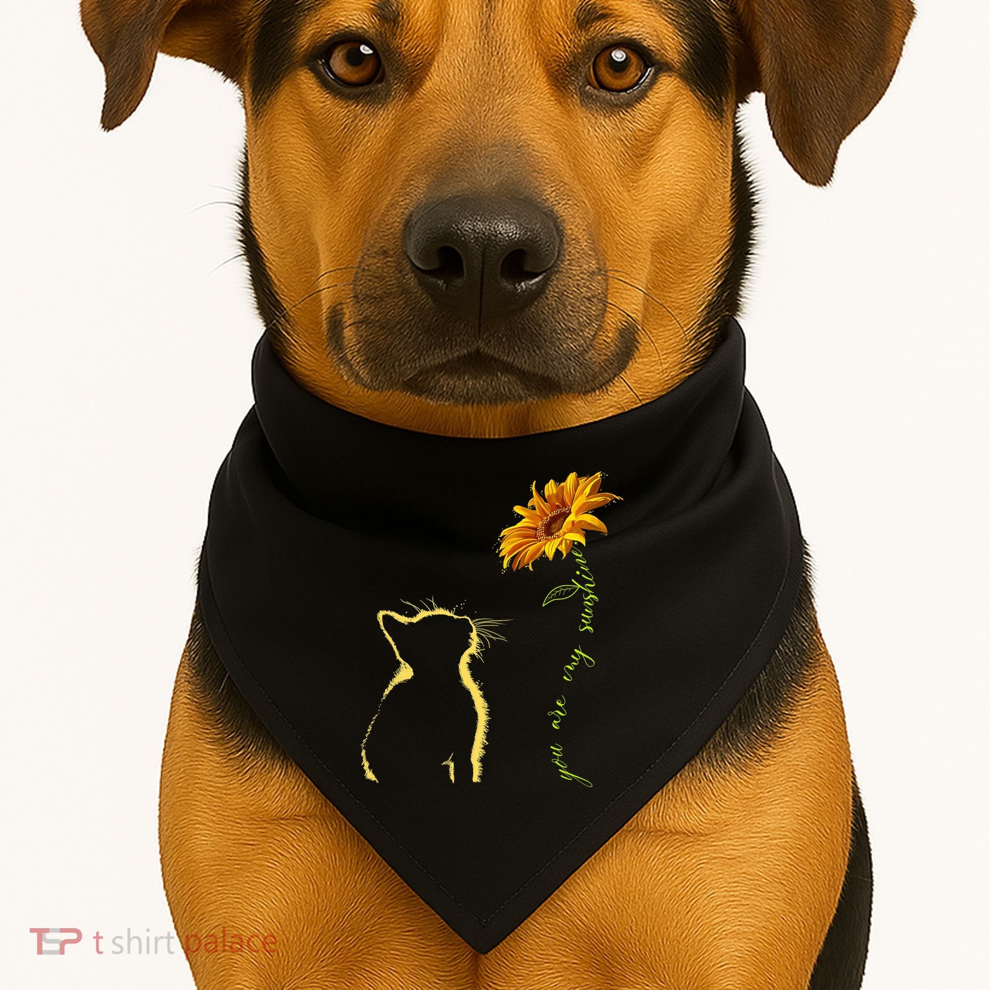 You Are My Sunshine Cat Sunflower USA-Made Doggie Bandana