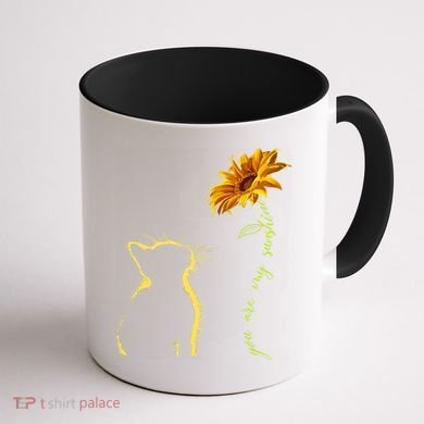 You Are My Sunshine Cat Sunflower Coffee Mug back