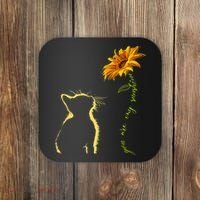 You Are My Sunshine Cat Sunflower Coaster thumb 0