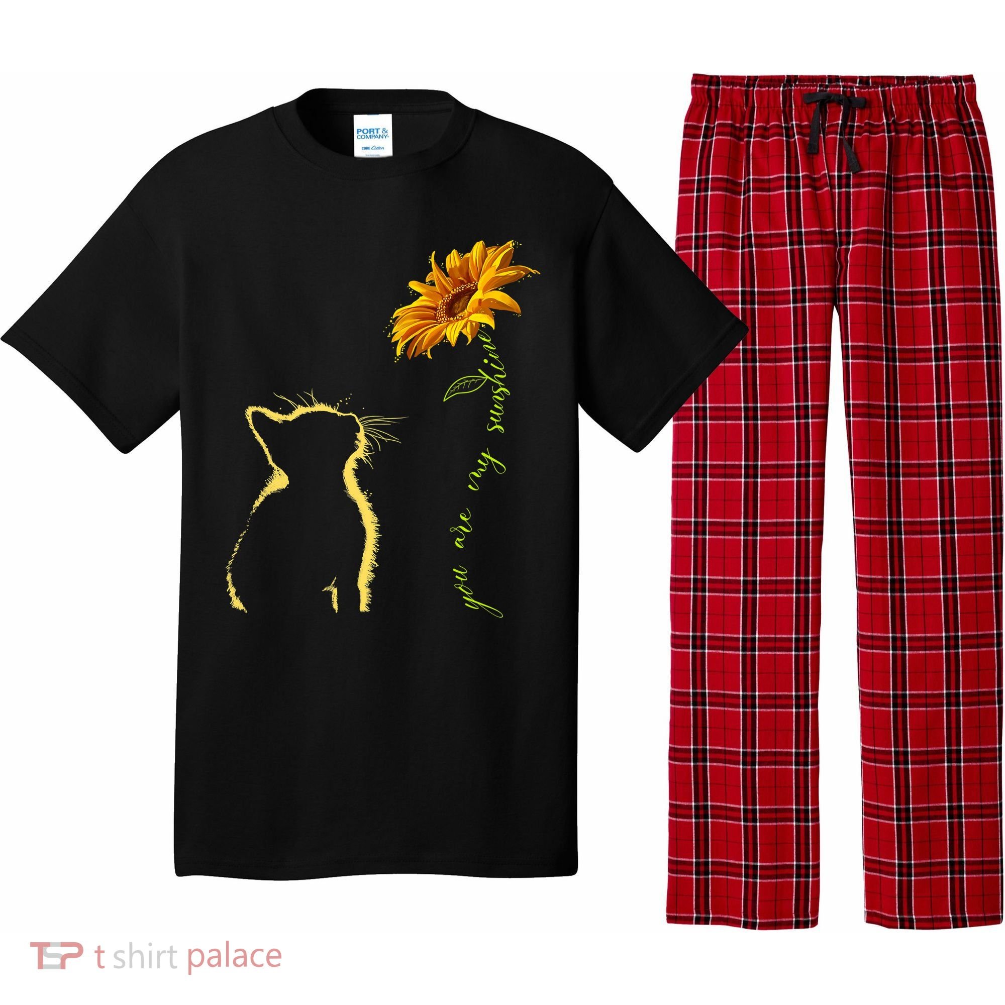 You Are My Sunshine Cat Sunflower Pajama Set