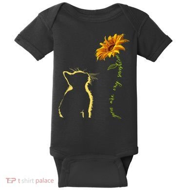 You Are My Sunshine Cat Sunflower Baby Bodysuit