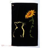 You Are My Sunshine Cat Sunflower Golf Towel thumb 0