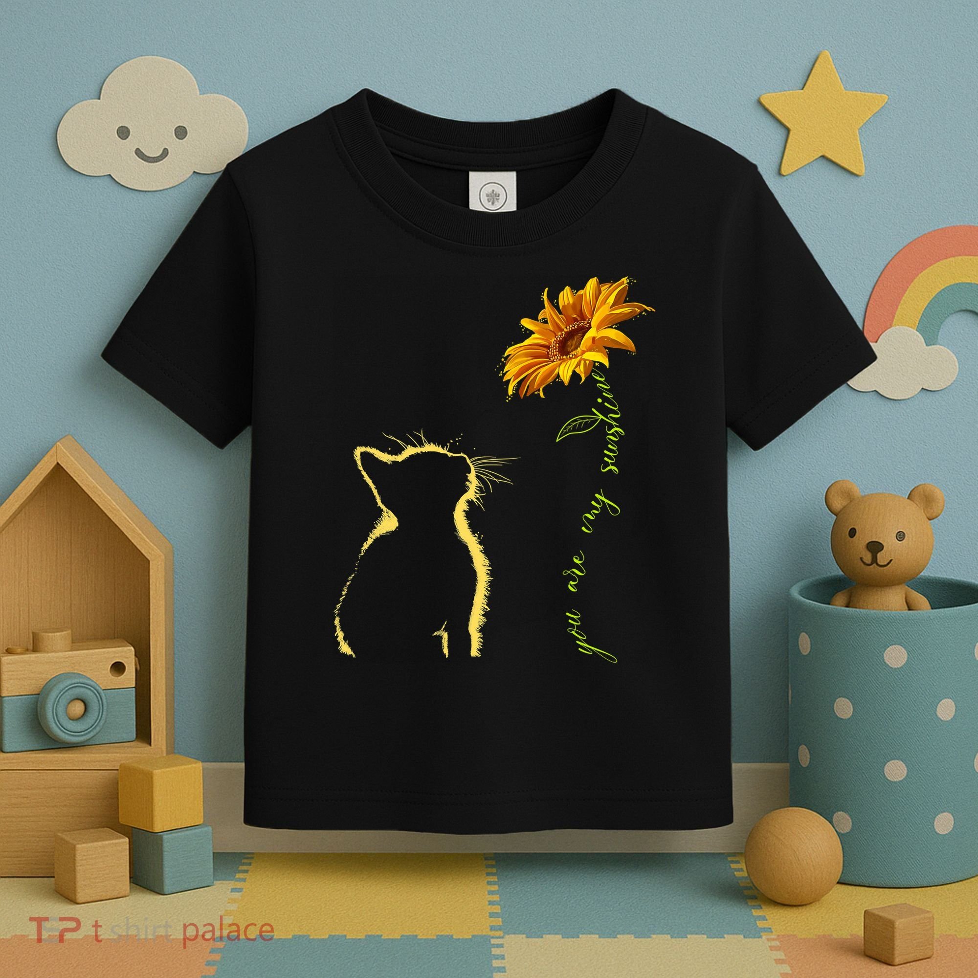 You Are My Sunshine Cat Sunflower Toddler T-Shirt