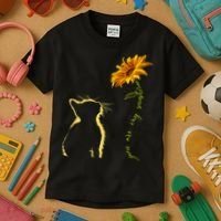 You Are My Sunshine Cat Sunflower Kids T-Shirt thumb 3