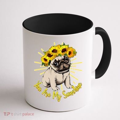 You Are My Sunshine Sunflower Pug Coffee Mug back
