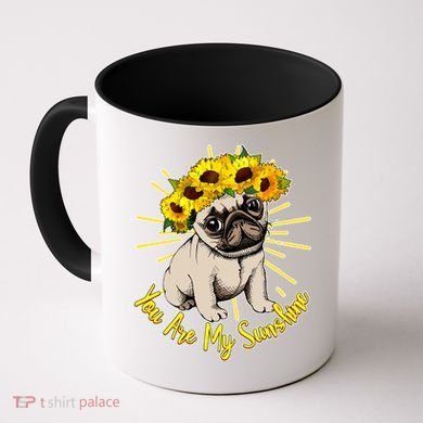 You Are My Sunshine Sunflower Pug Coffee Mug