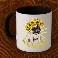 You Are My Sunshine Sunflower Pug Coffee Mug thumb 2