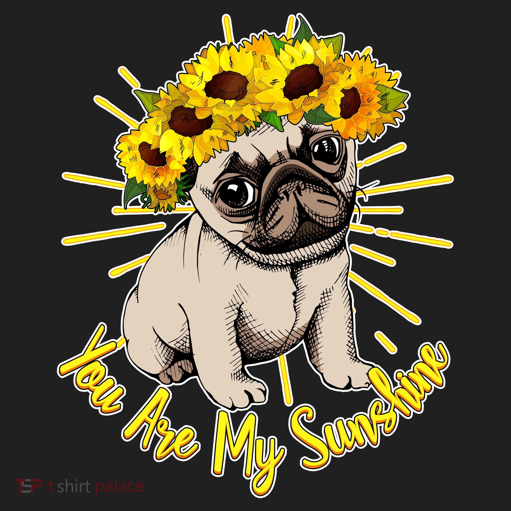 You Are My Sunshine Sunflower Pug Beanie