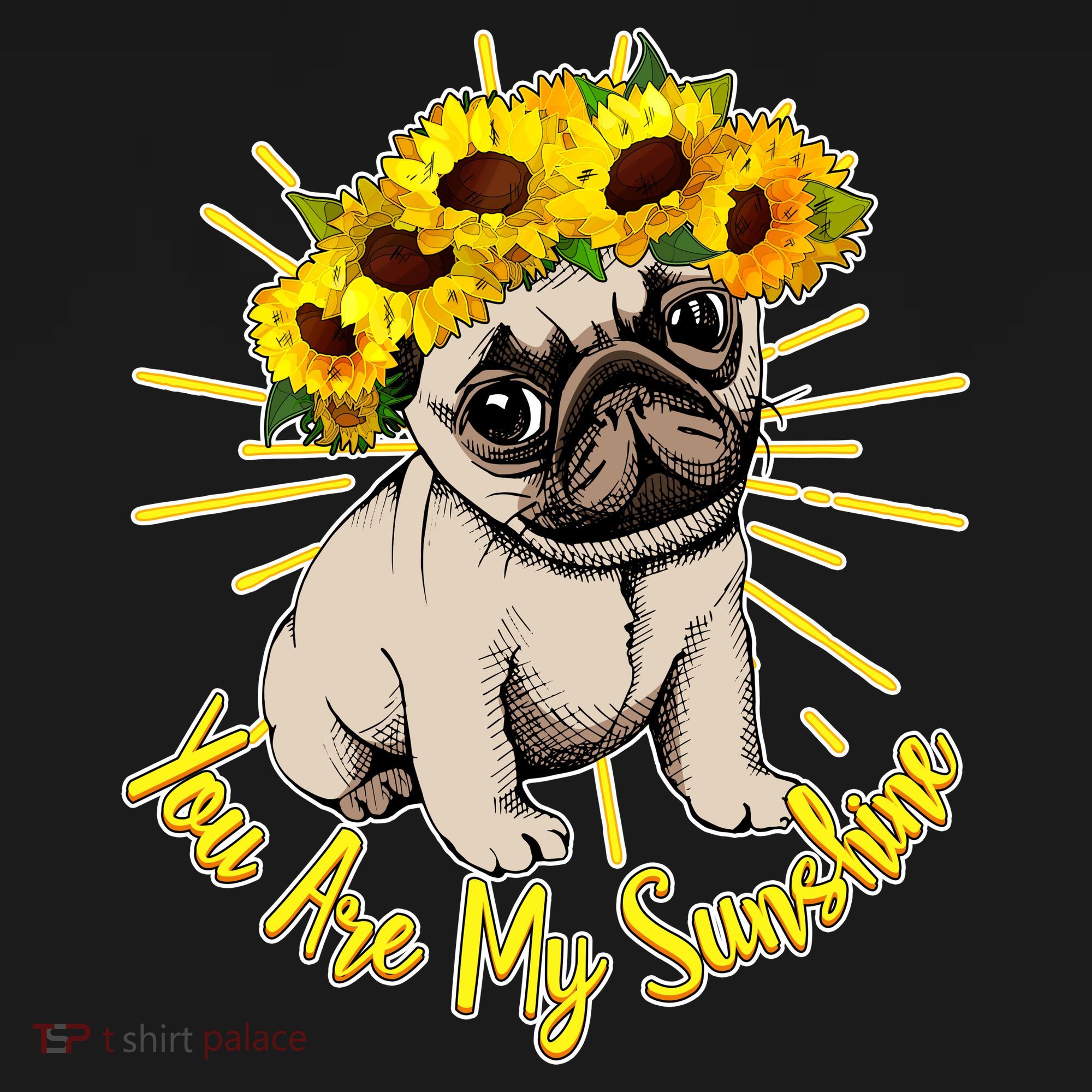 You Are My Sunshine Sunflower Pug Ornament
