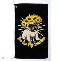 You Are My Sunshine Sunflower Pug Golf Towel thumb 0