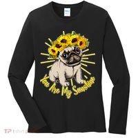 You Are My Sunshine Sunflower Pug Women's Long Sleeve Shirt thumb 0