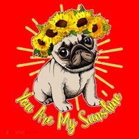 You Are My Sunshine Sunflower Pug Santa Hat thumb 1