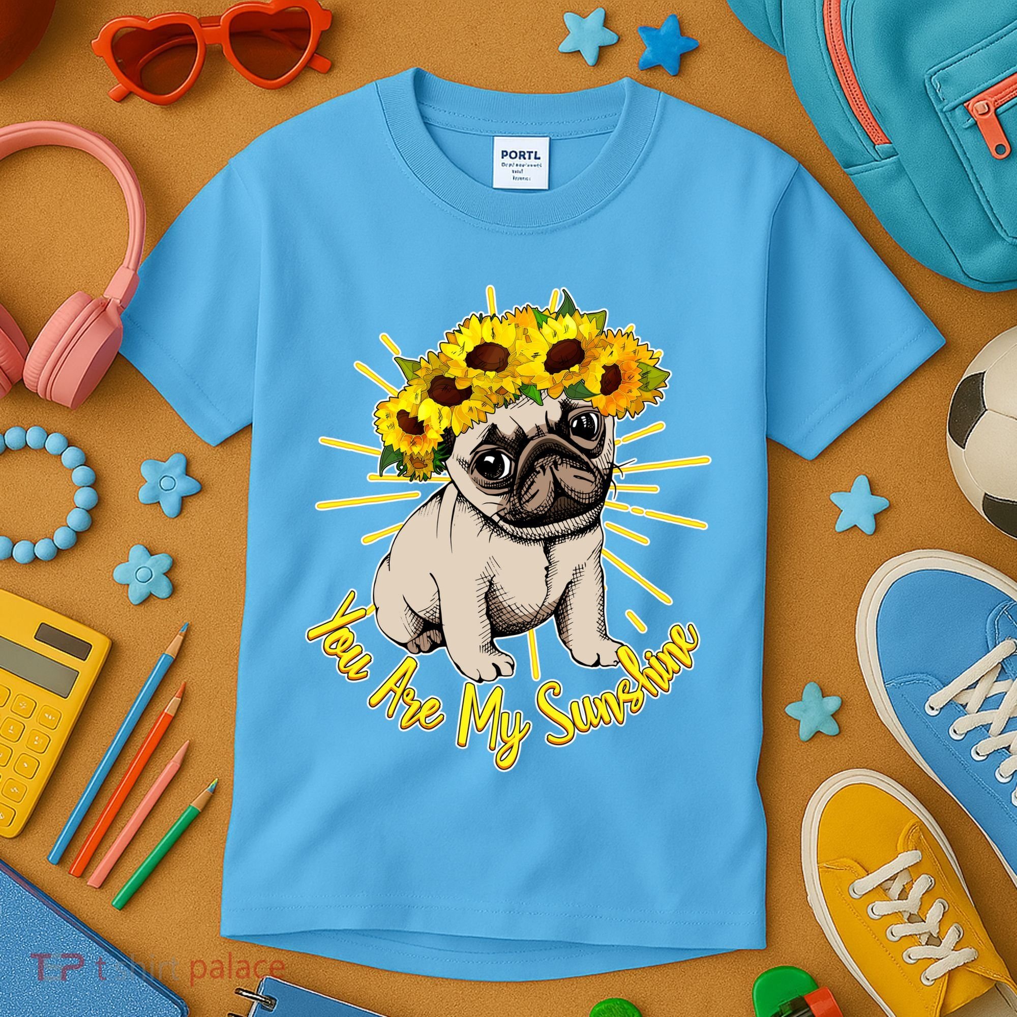 You Are My Sunshine Sunflower Pug Kids T-Shirt