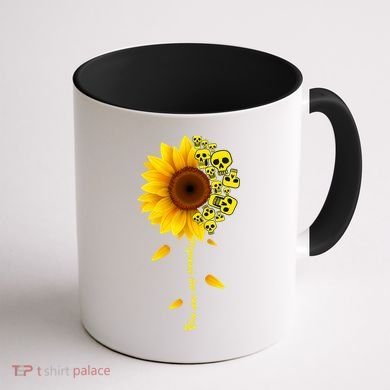 You Are My Sunshine Sunflower Skulls Coffee Mug back