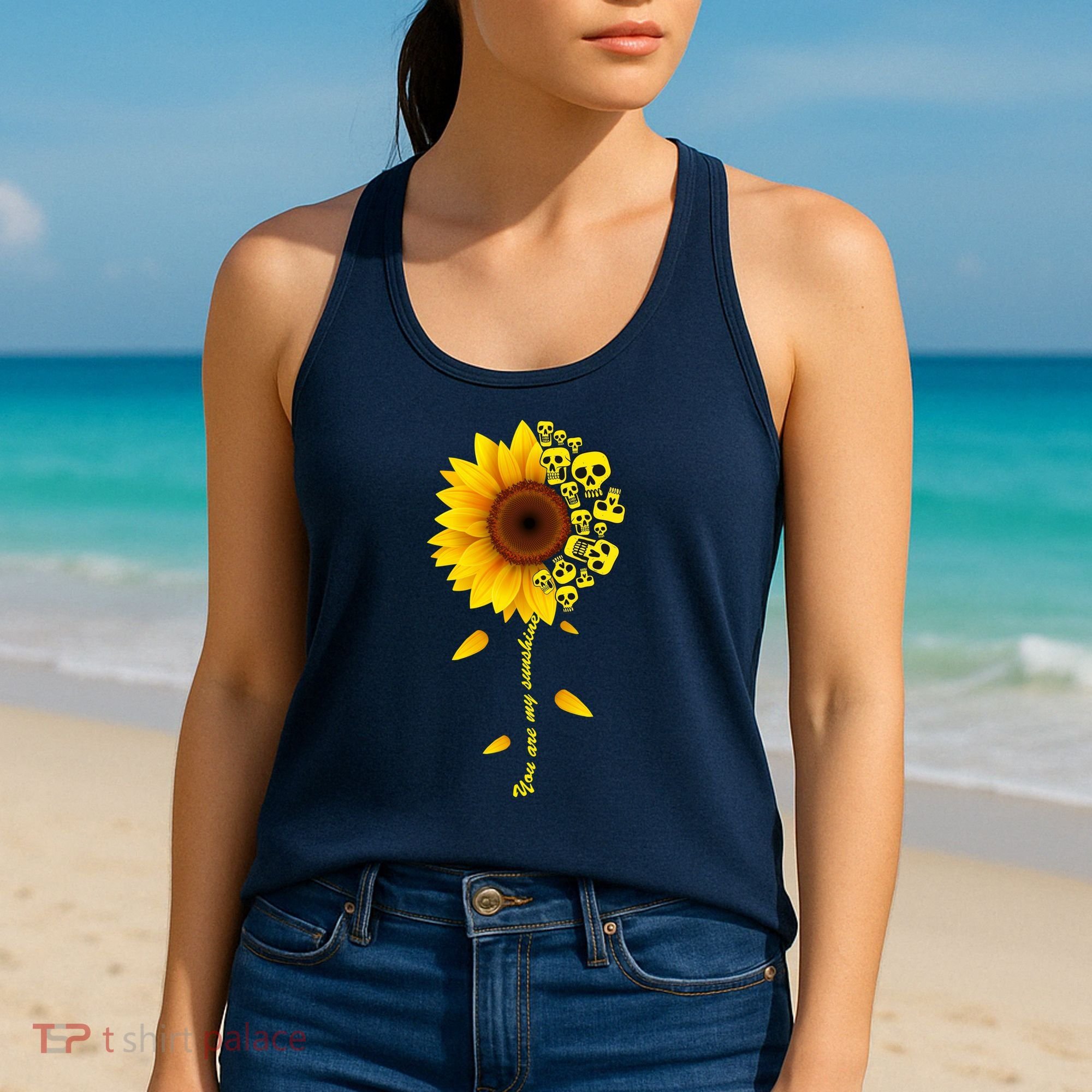 You Are My Sunshine Sunflower Skulls Women's Tank Top