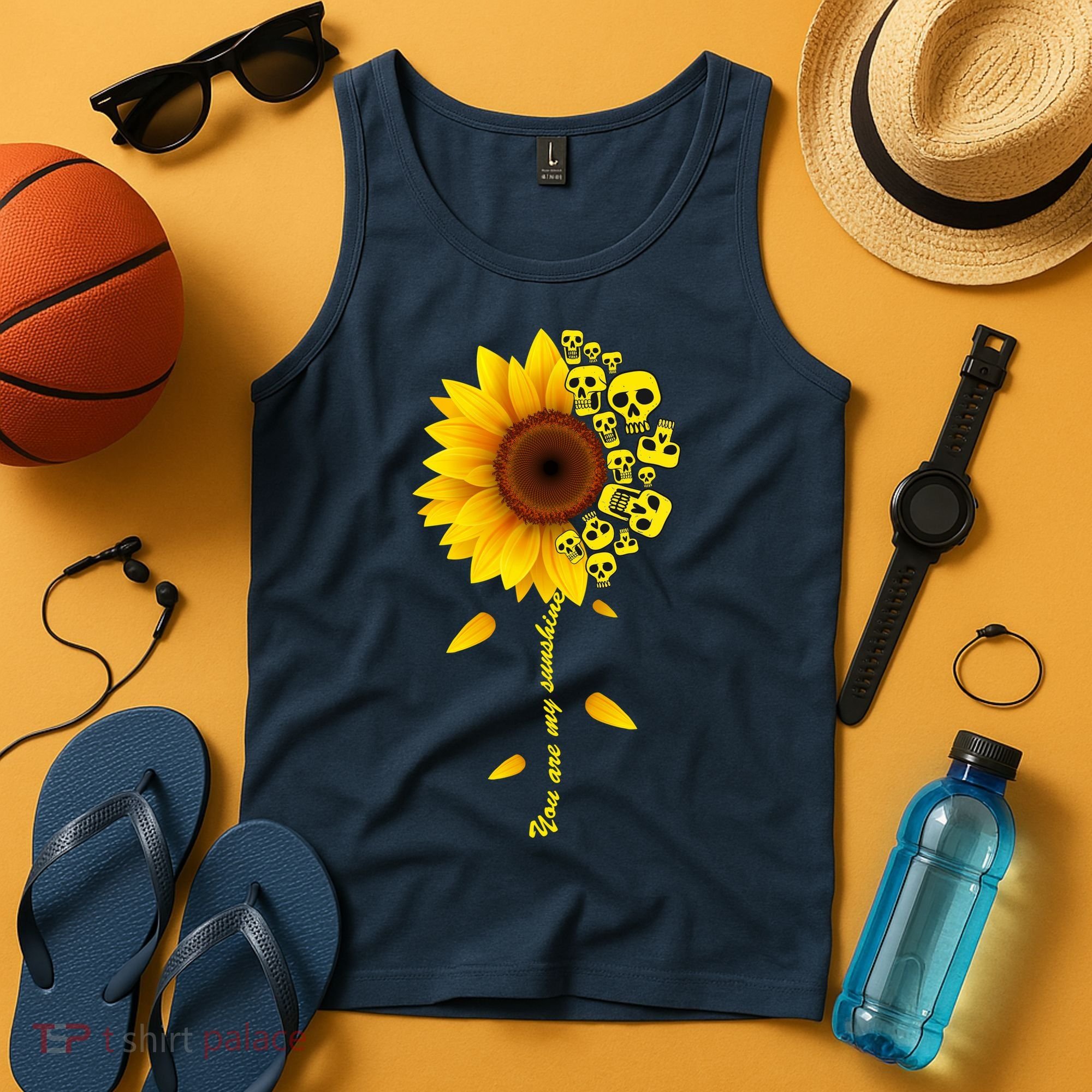 You Are My Sunshine Sunflower Skulls Tank Top