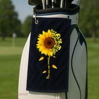 You Are My Sunshine Sunflower Skulls Golf Towel thumb 2