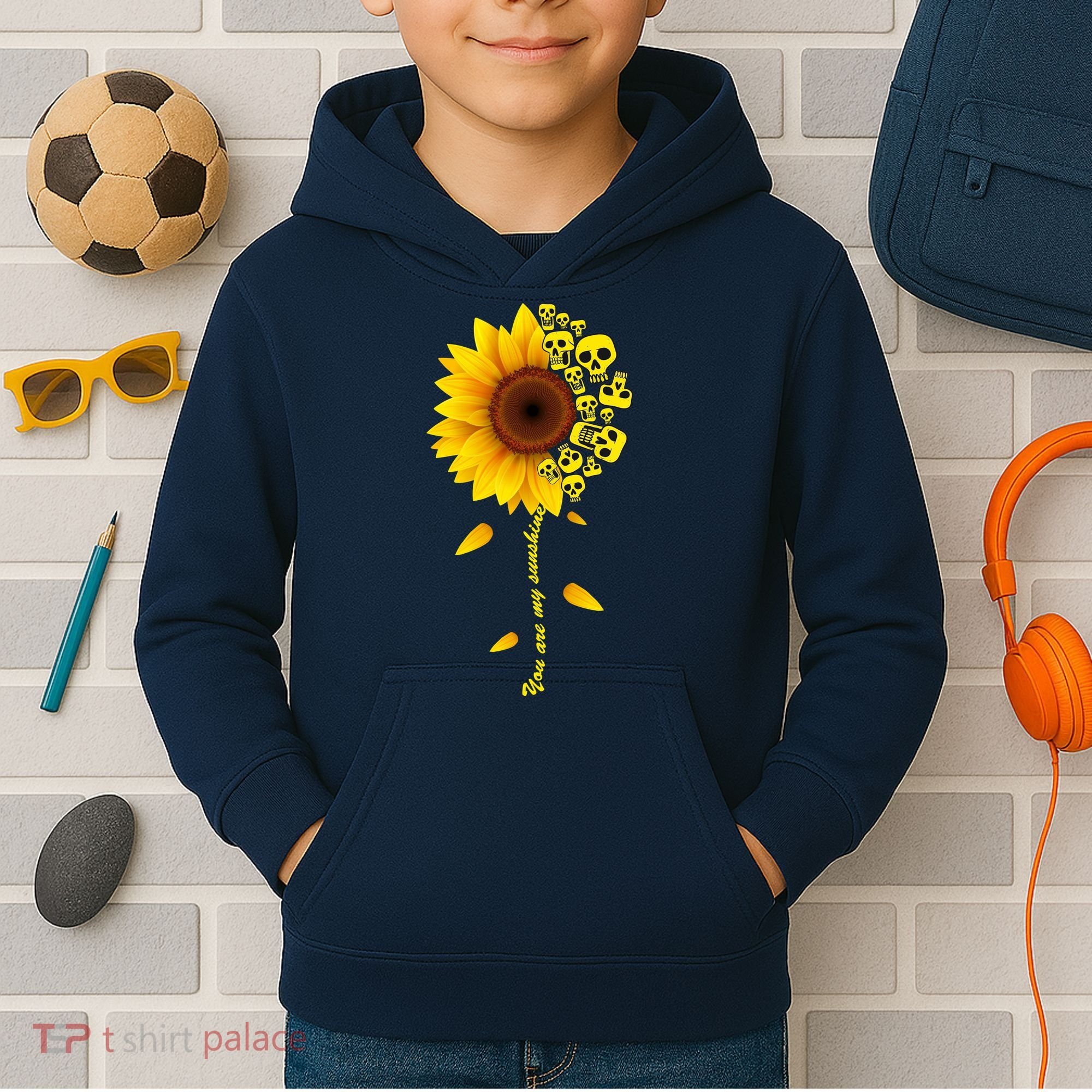 You Are My Sunshine Sunflower Skulls Kids Hoodie