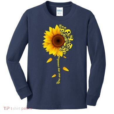 You Are My Sunshine Sunflower Skulls Kids Long Sleeve Shirt