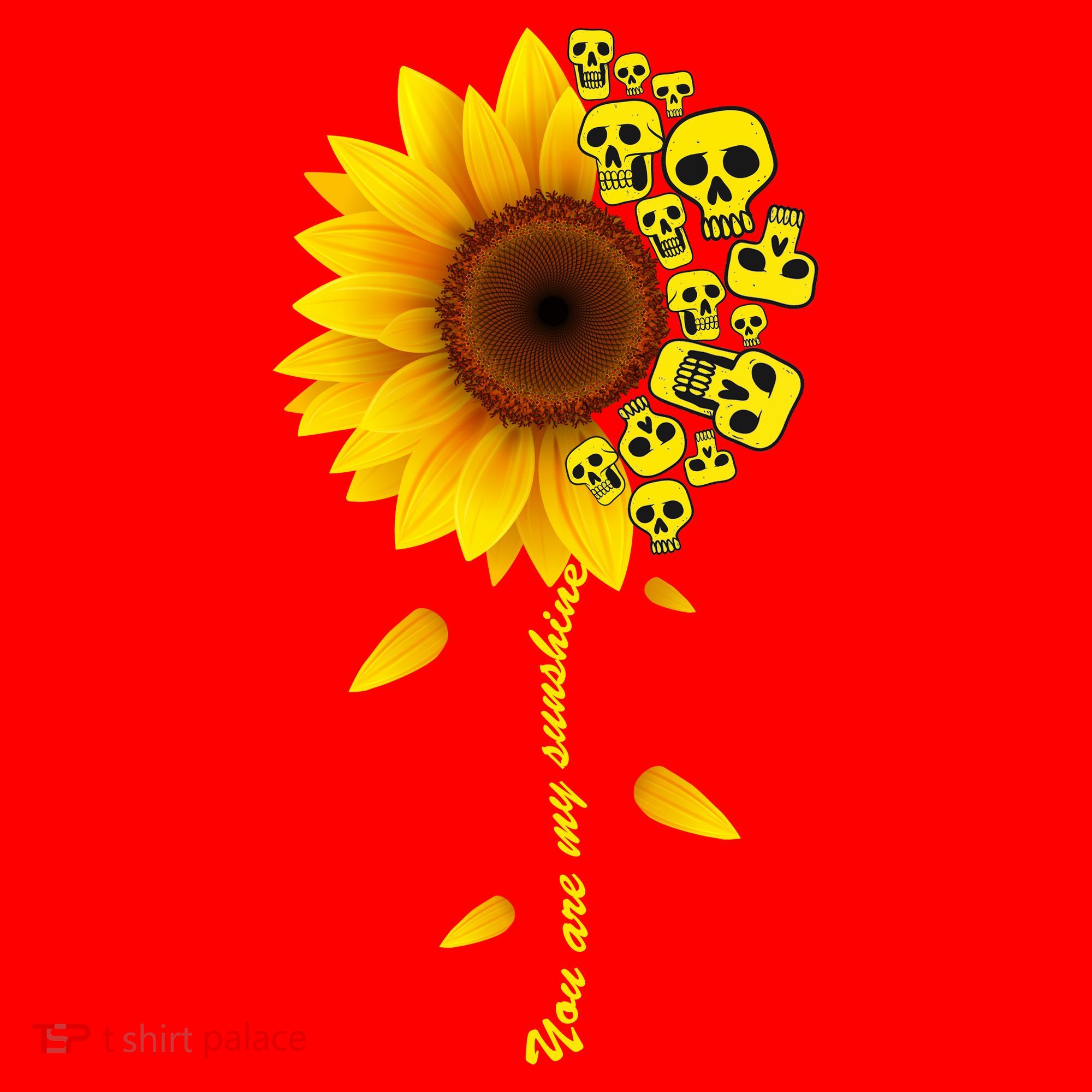 You Are My Sunshine Sunflower Skulls Santa Hat