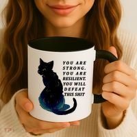 You Are Strong Resilient You Will Defeat This Shit Cat Coffee Mug thumb 3