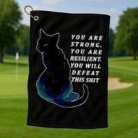 You Are Strong Resilient You Will Defeat This Shit Cat Golf Towel thumb 1