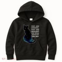 You Are Strong Resilient You Will Defeat This Shit Cat Kids Hoodie thumb 0