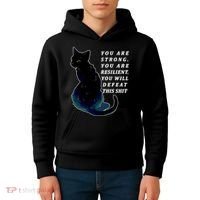 You Are Strong Resilient You Will Defeat This Shit Cat Kids Hoodie thumb 4