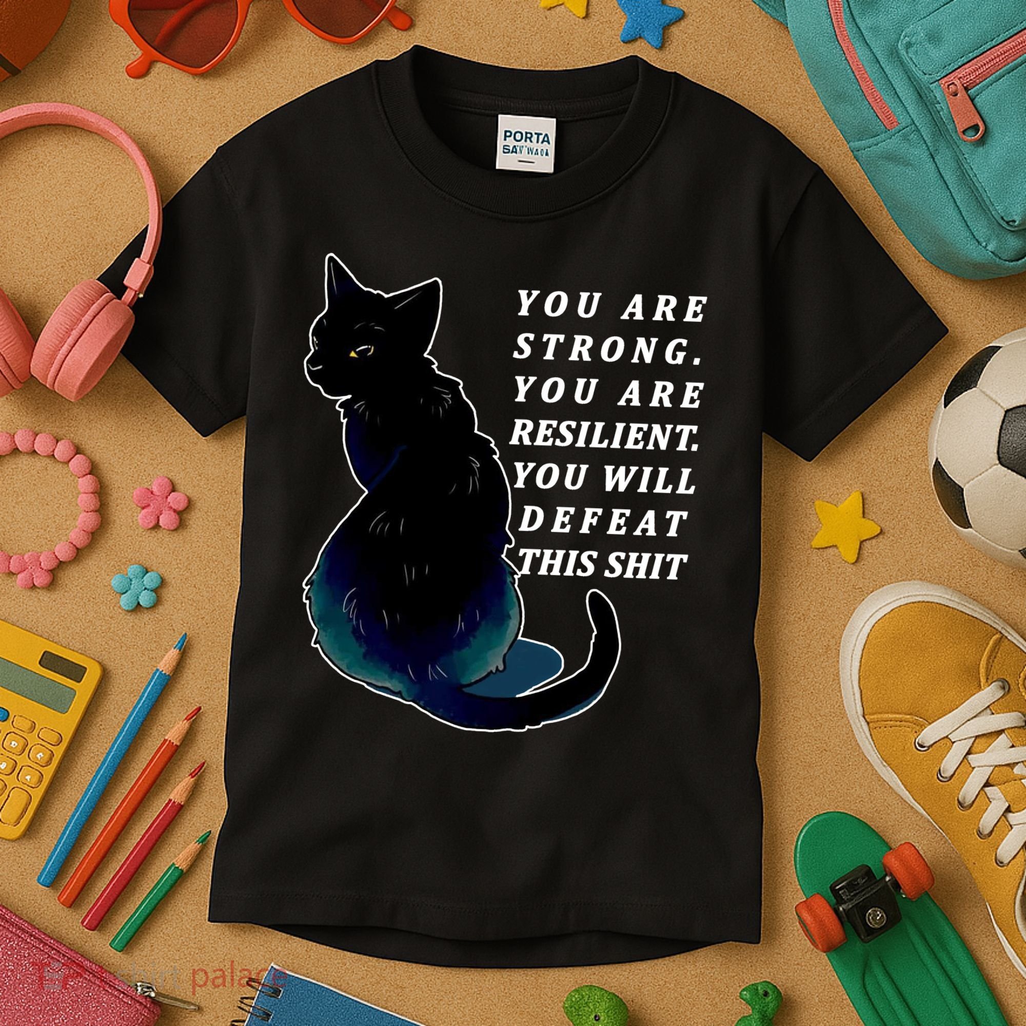 You Are Strong Resilient You Will Defeat This Shit Cat Kids T-Shirt