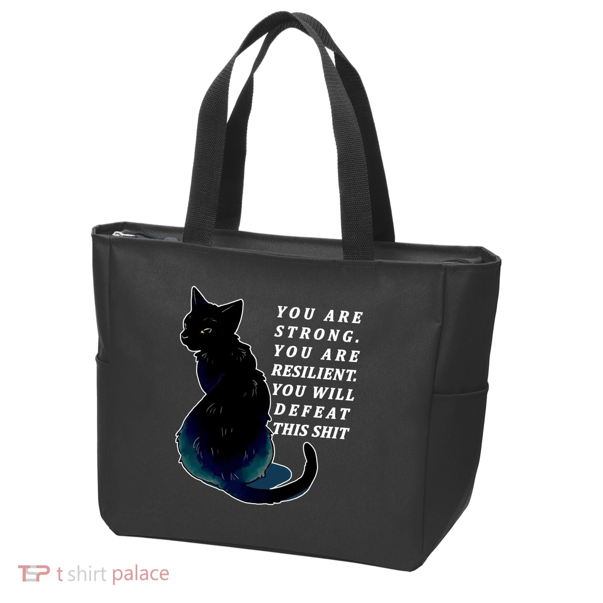 You Are Strong Resilient You Will Defeat This Shit Cat Tote Bag