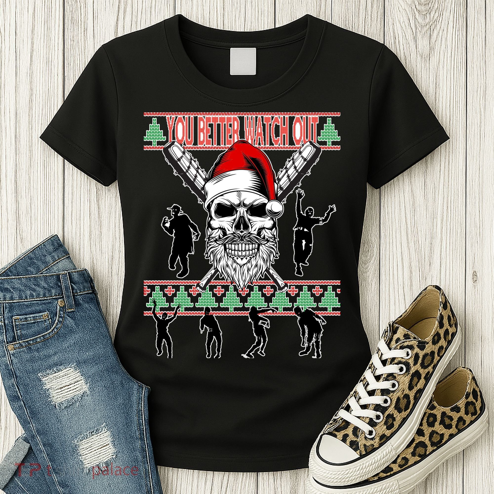 You Better Watch Out Zombie Santa Ugly Christmas Women's T-Shirt