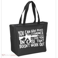 You Can Give Peace A Chance I'll Cover You Assault Gun Tote Bag thumb 2