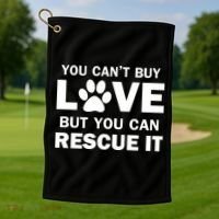 You Can't Buy Love But You Can Rescue It Golf Towel thumb 1