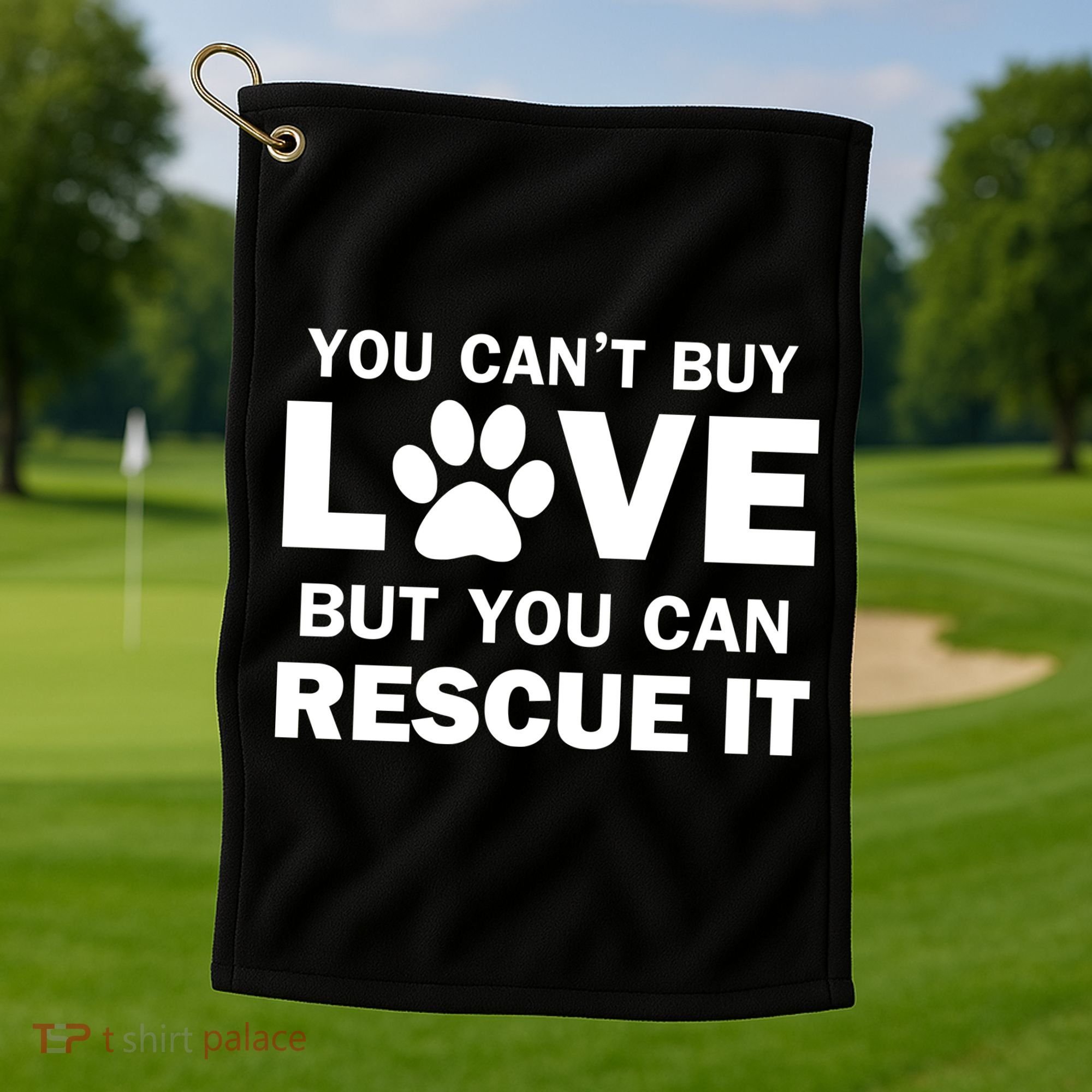 You Can't Buy Love But You Can Rescue It Golf Towel