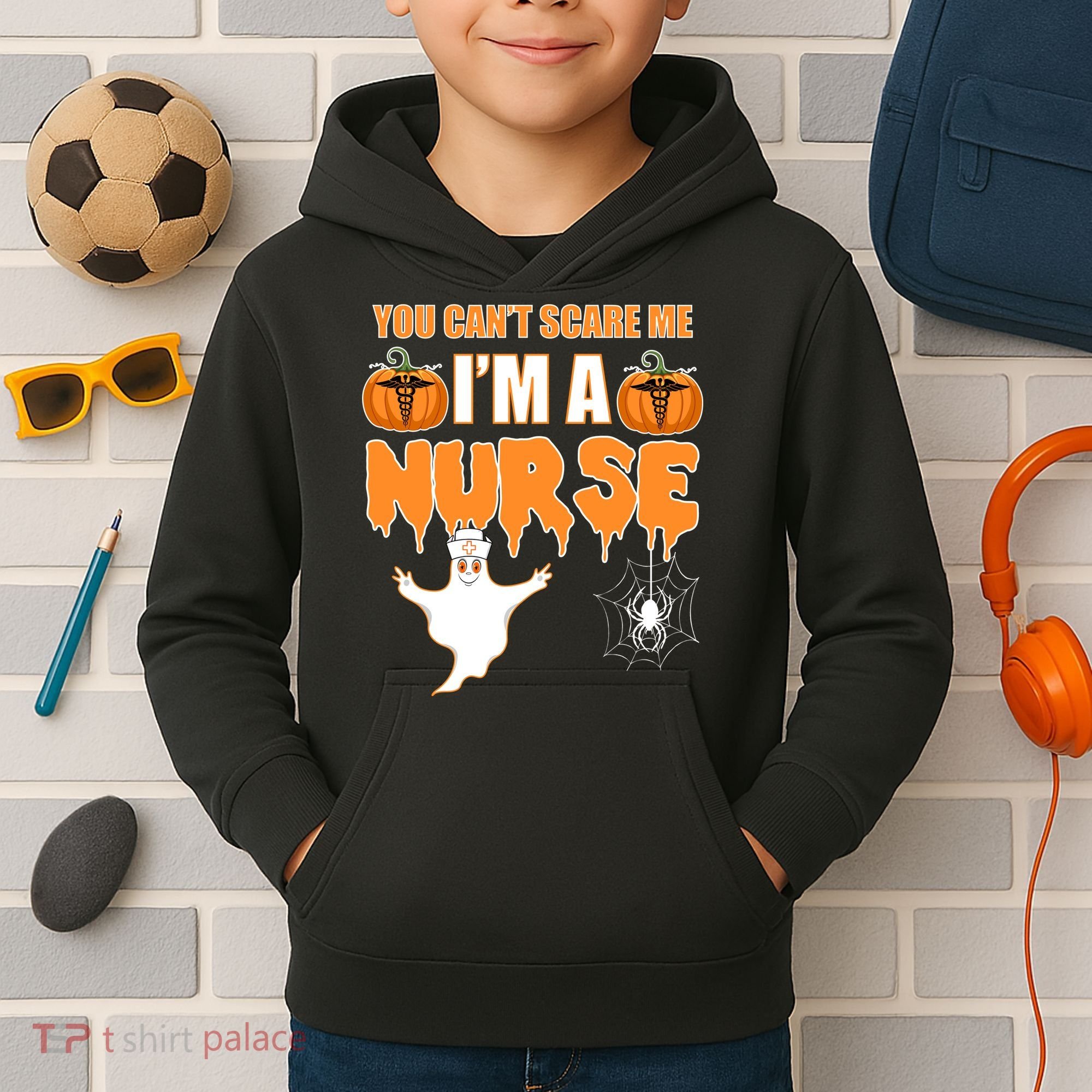 You Can't Scare Me I'm A Nurse Halloween Kids Hoodie