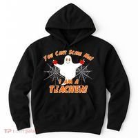 You Can't Scare Me I'm a Teacher Halloween Ghost Spiders Hoodie thumb 0