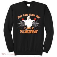 You Can't Scare Me I'm a Teacher Halloween Ghost Spiders Sweatshirt thumb 0