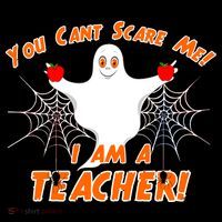 You Can't Scare Me I'm a Teacher Halloween Ghost Spiders T-Shirt thumb 7