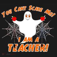 You Can't Scare Me I'm a Teacher Halloween Ghost Spiders Women's Hoodie thumb 2