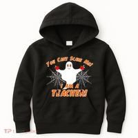 You Can't Scare Me I'm a Teacher Halloween Ghost Spiders Kids Hoodie thumb 0