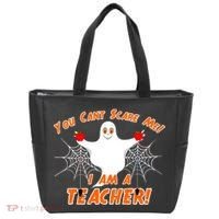 You Can't Scare Me I'm a Teacher Halloween Ghost Spiders Tote Bag thumb 0