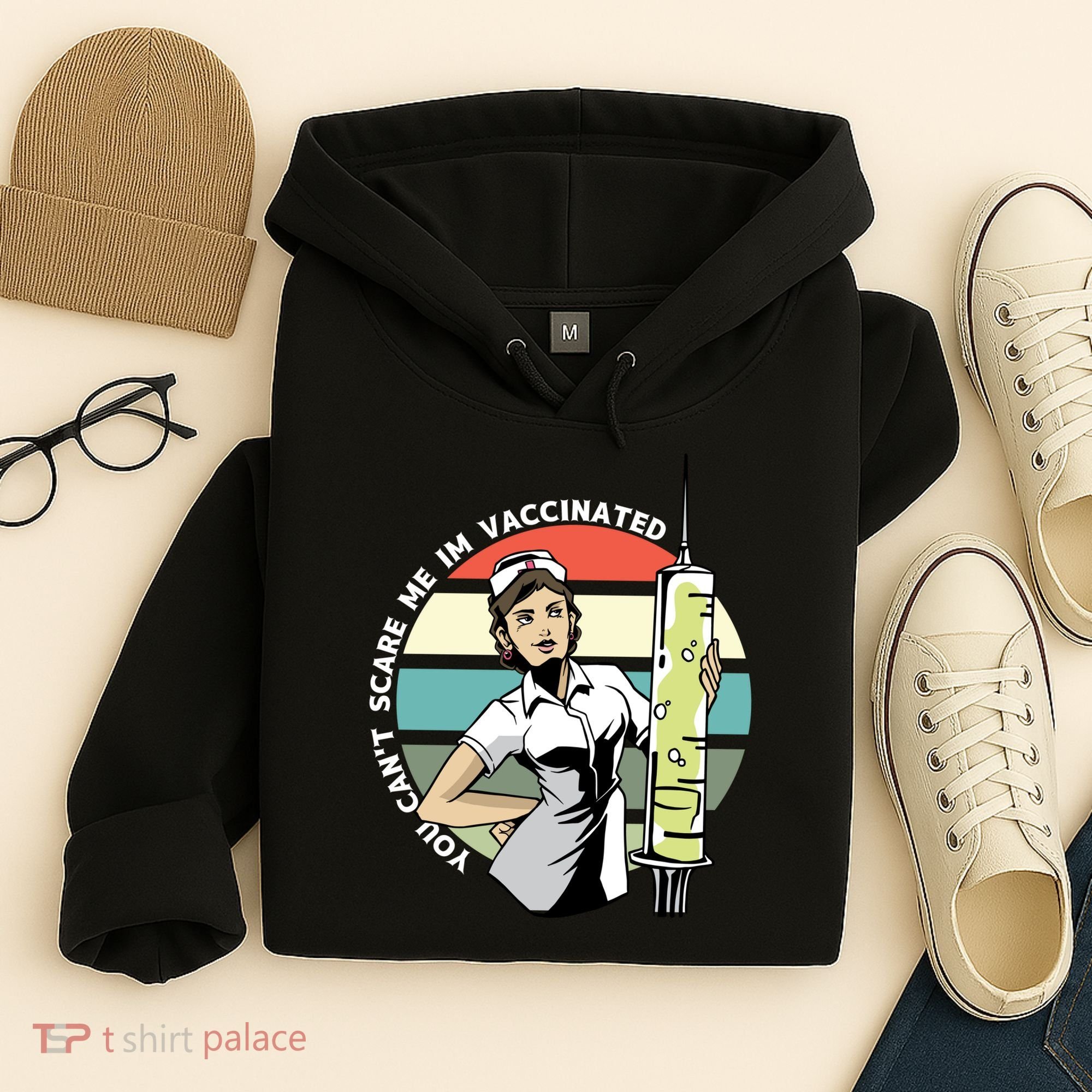 You Can't Scare Me I'm Vaccinated Nurse Hoodie