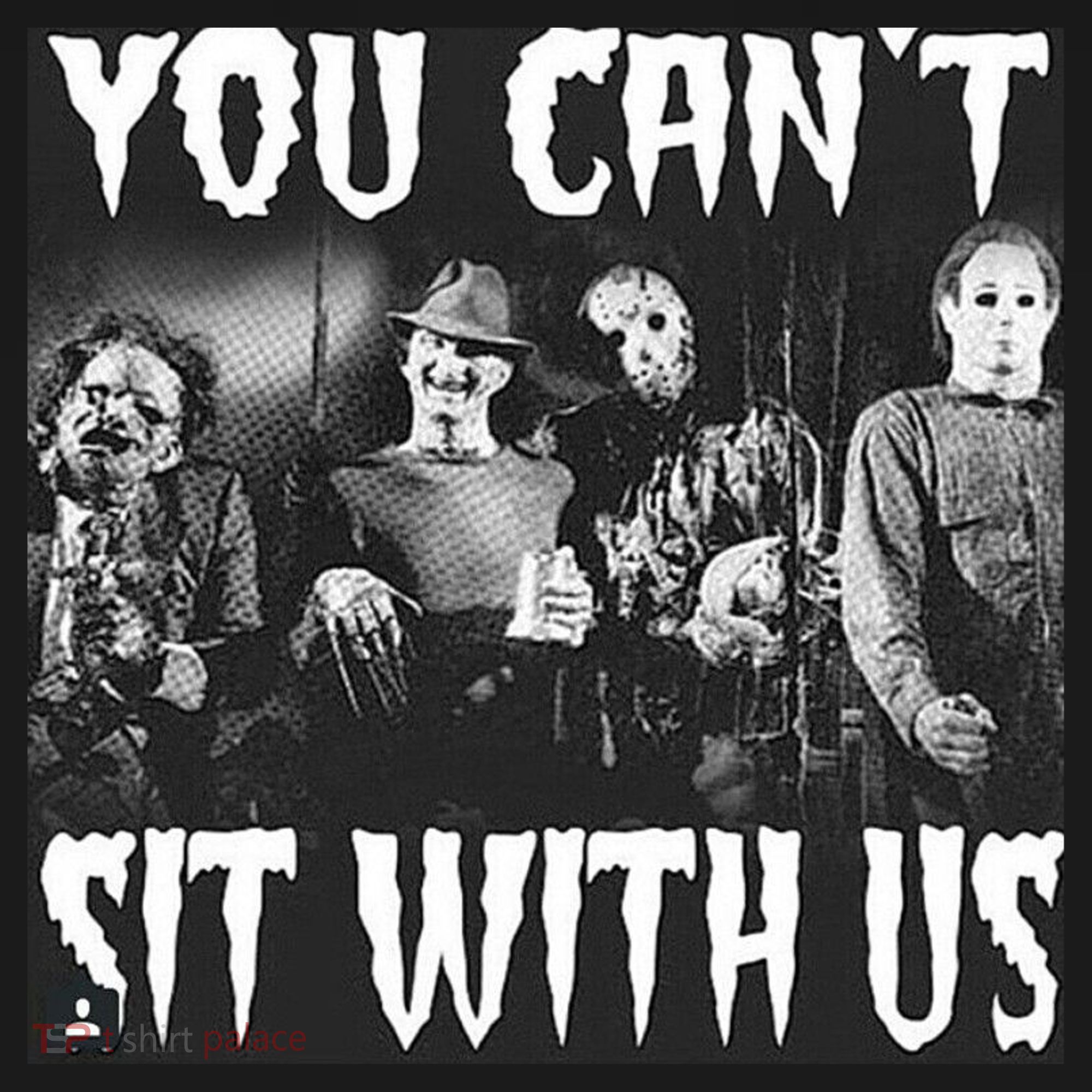 You Can't Sit With Us Classic Horror Villains Yupoong Adult 5-Panel Trucker Hat