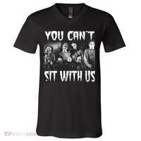 You Can't Sit With Us Classic Horror Villains V-Neck T-Shirt thumb 0