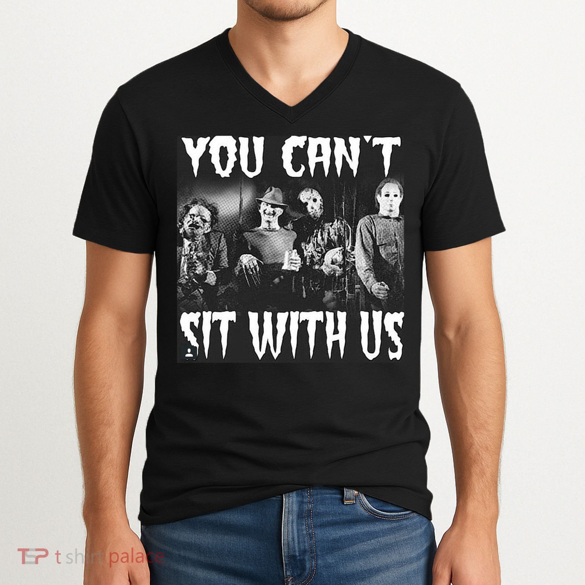 You Can't Sit With Us Classic Horror Villains V-Neck T-Shirt